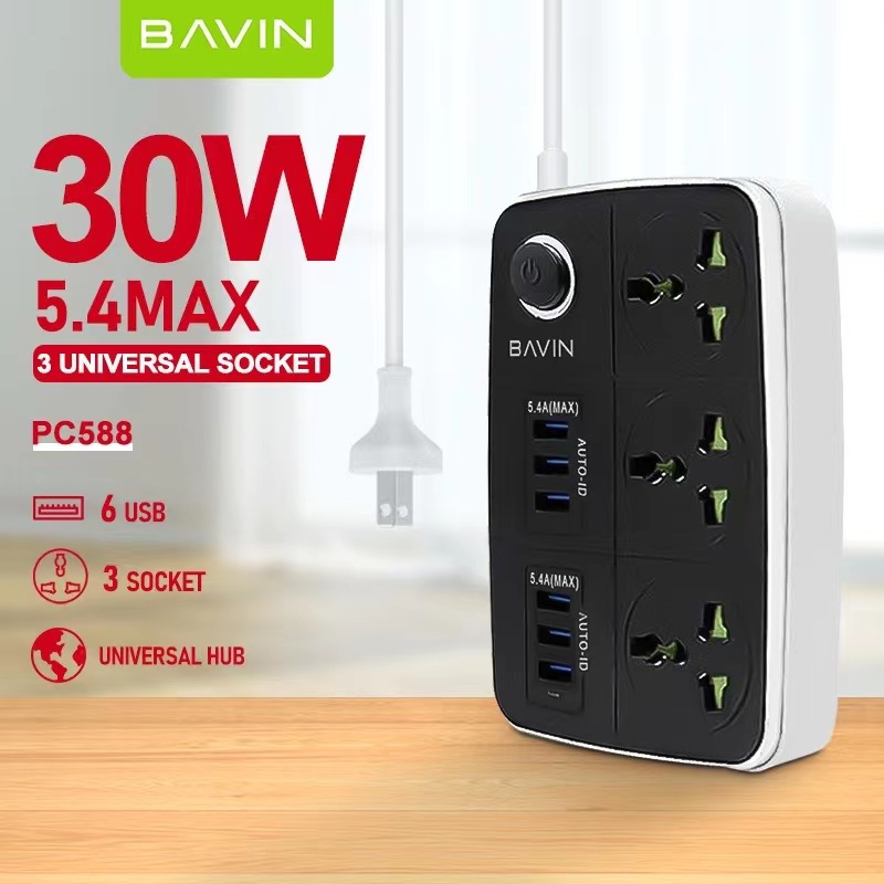 PinSan BAVIN PC588 6 Universal USB Port 5.4A(MAX) Charger HUB w/ 3 ...