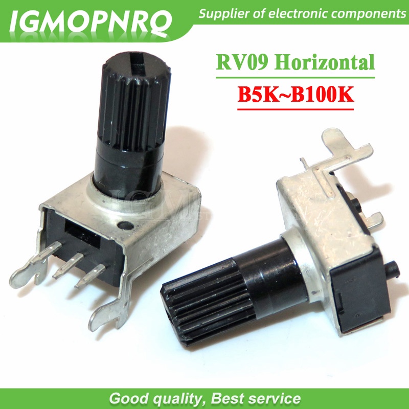 10 Pezzi Potenziometro Regolabile RV09 Verticale 100K Ohm – Albero Da 6mm, Passo 2.5mm, Per Elettronica