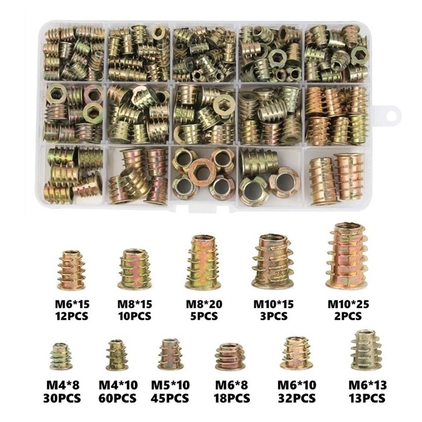 M4M10 Threaded Insert Nut for Wood Hexagonal Head Screw 230pcs/Box