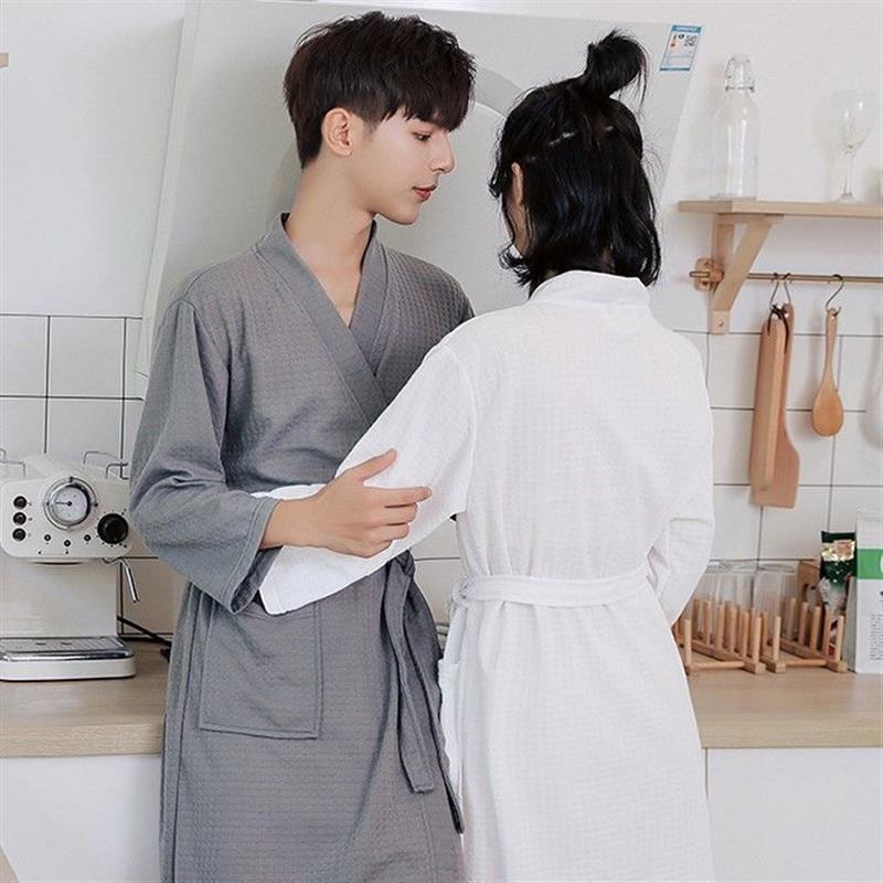 2021Thin Robe Loose Waffle Men's and Women's Bathrobe Hotel Bathrobe ...