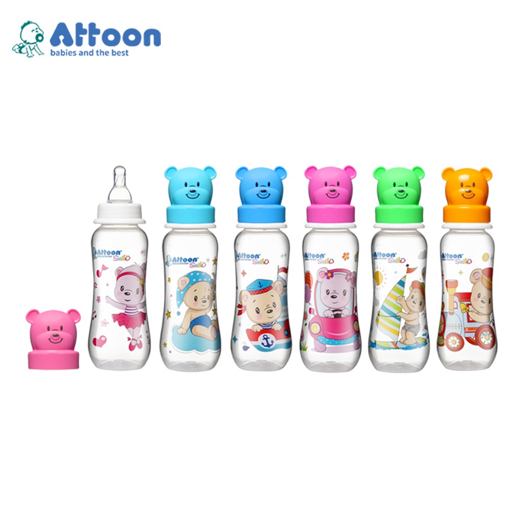 ATTOON CENTER Baby Bottle Suction Water With Bear-Shaped Lid 8 Oz ...