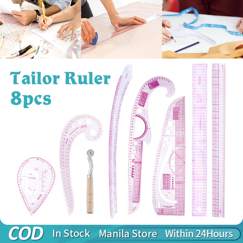 8Pcs/Set Tailor Measuring Kit French Curve Ruler Sewing Rulers Set for ...