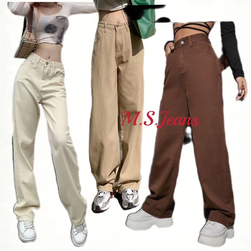 JS# Neutral Baggy Pants Wide Legs BlackPink High Waist Pants for Women Pants  Straight Cut