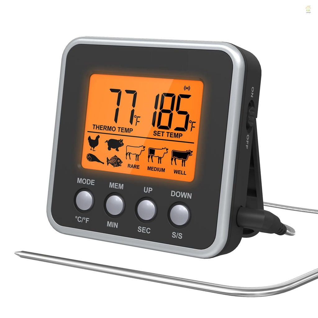 Wohoph Digital Meat Thermometer Food Barbecue Thermometer BBQ Grill Smoker Thermometer With