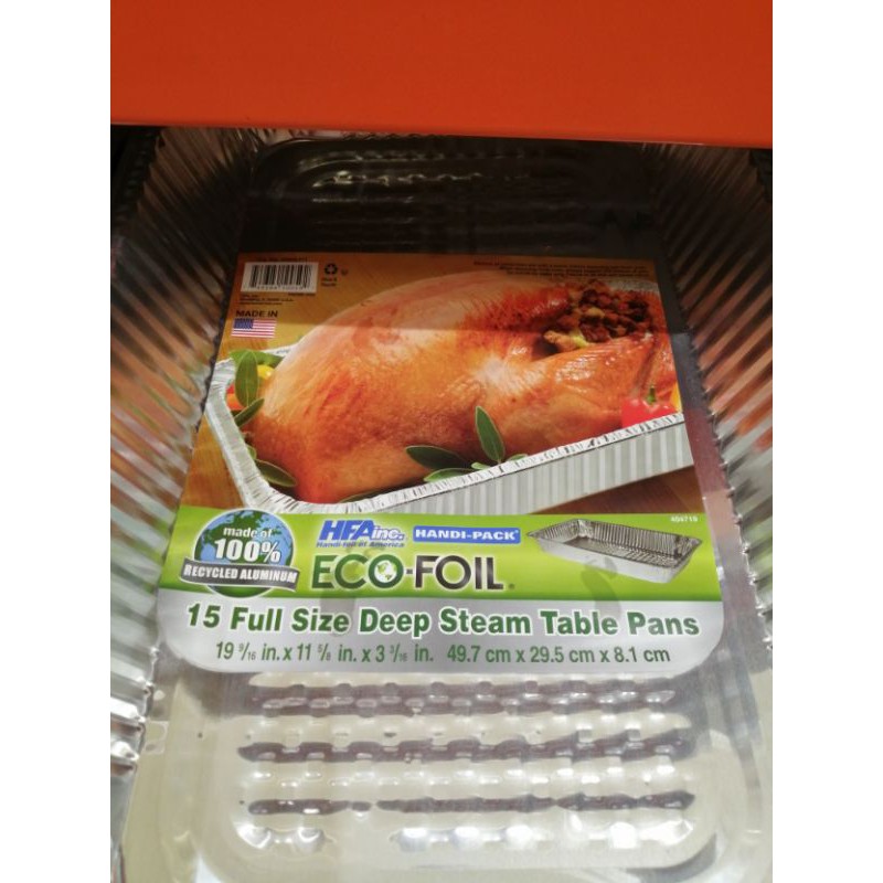 Eco-Foil Aluminum Deep Steam Table Pan, Full Size, 15 ct