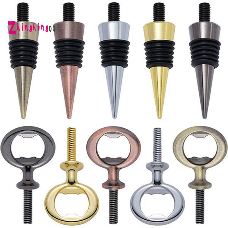 5Pcs Metal Wine Stopper and 5 Pcs Stainless Steel Bottle Opener Chrome