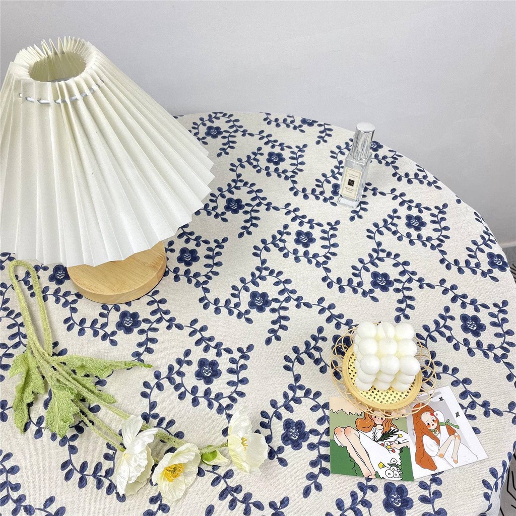 Retro Blue Flower Table Cloth Simple Rose Picnic Cloth Background Cloth ...