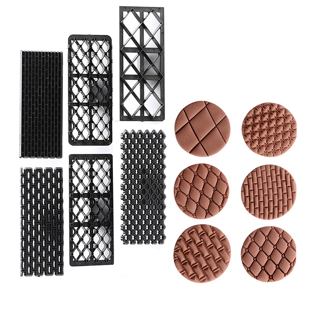 6Pcs Cake Fondant Embossing Mould Cookie Cutter Set Impression Texture Mat  Small-Green