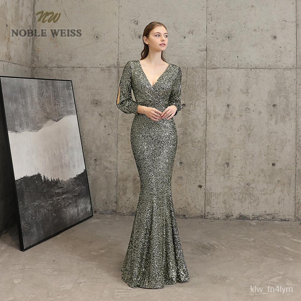 Black-Gold One-Shoulder Sequin Mermaid Long Ball Dress