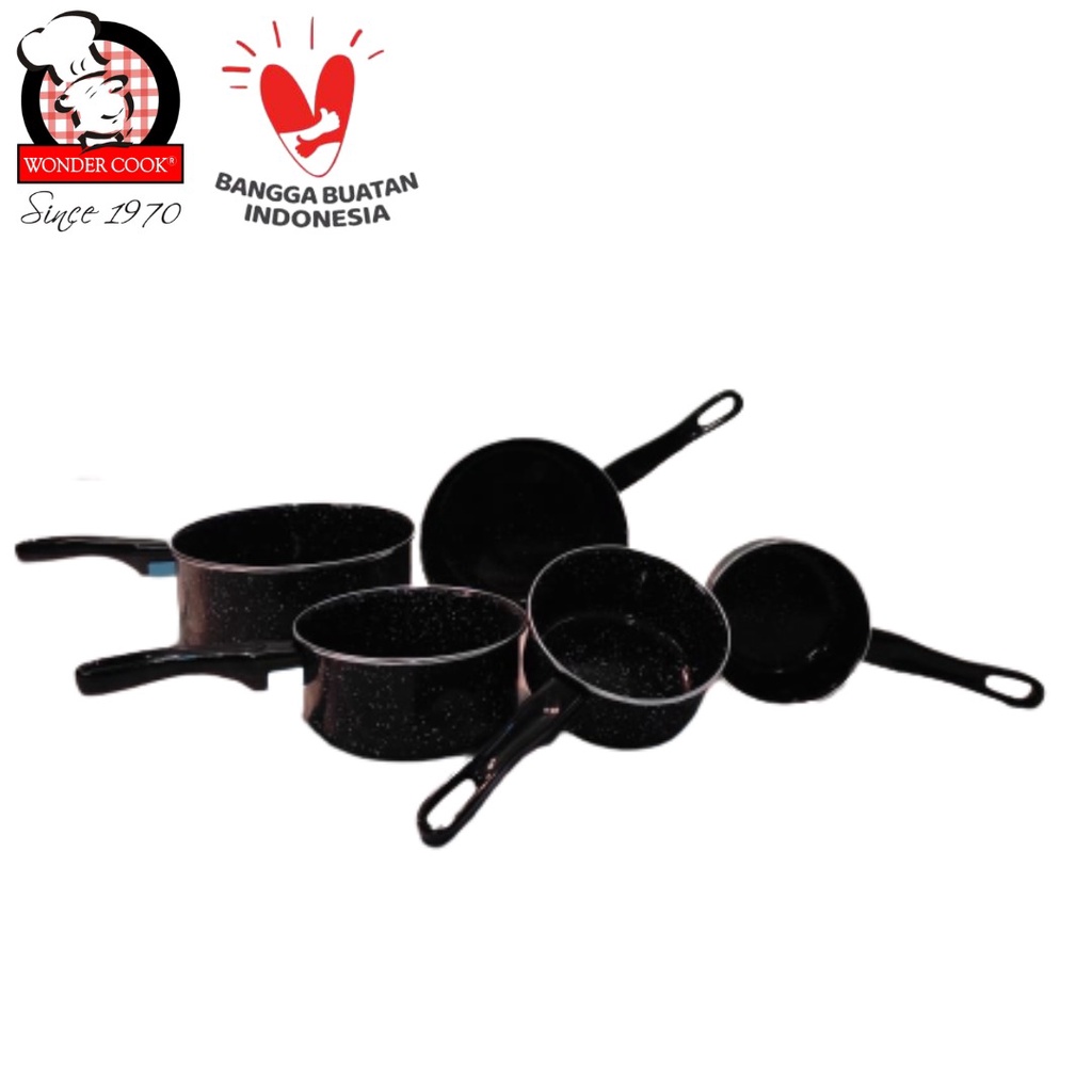Wondercook Pan 5pc Enamel Saucepan Set (SPECKLE SERIES) Shopee