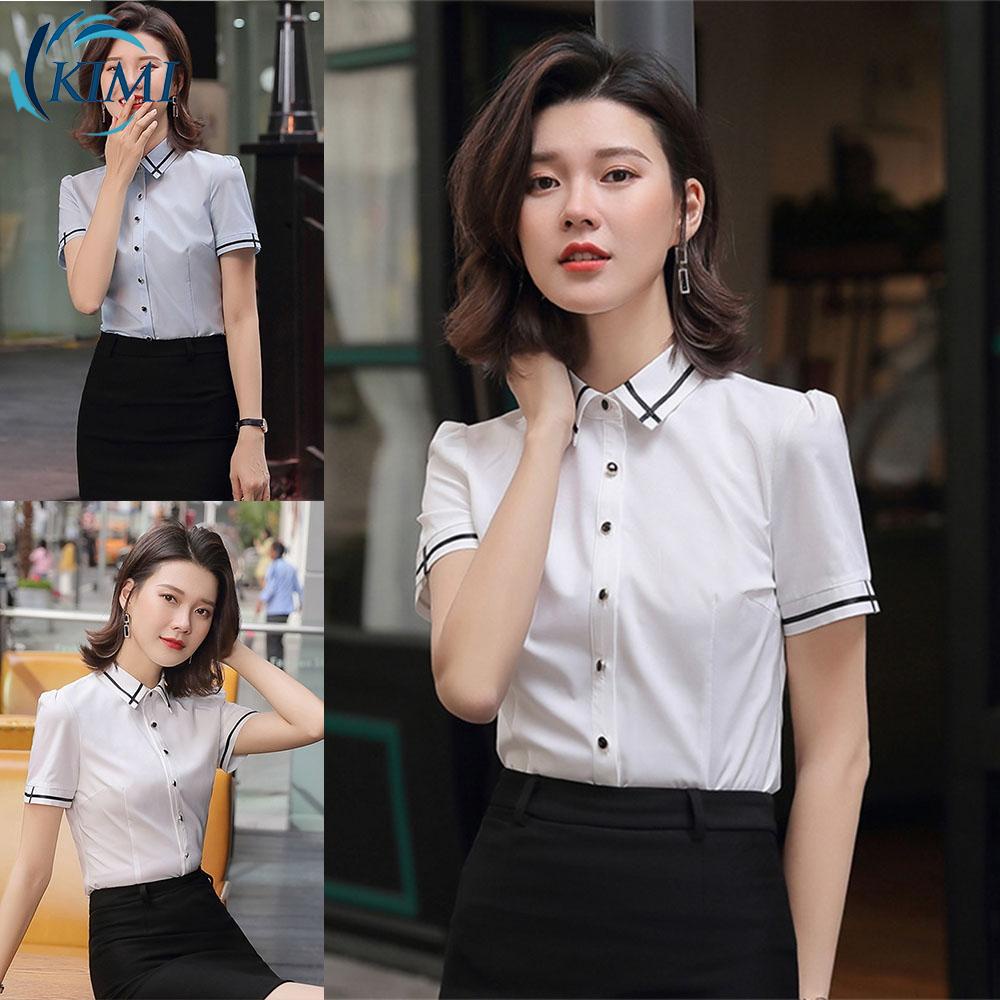 KIMISummer Ladies Short Sleeve Shirt Office Uniform Shopee Philippines