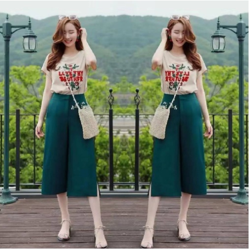 Best seller women'sclothing nice and good quality terno pants summer/autumn  ootd cloths