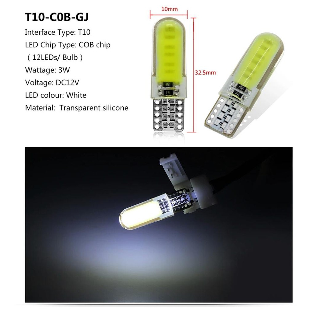 Led T10 Silicone Gel Jelly Waterproof COB Reverse Dusk Turn Signal ...