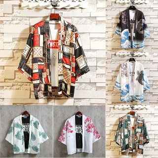 Women Men Kimono Jacket Retro Coat Japanese Casual Cardigan Haori Yukata  Unisex