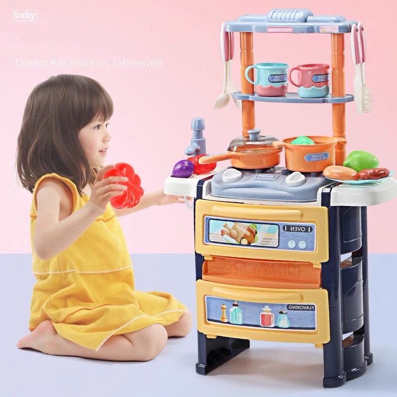 toys for kids Large Kitchen Playset Toy with Realistic Lights & Sounds