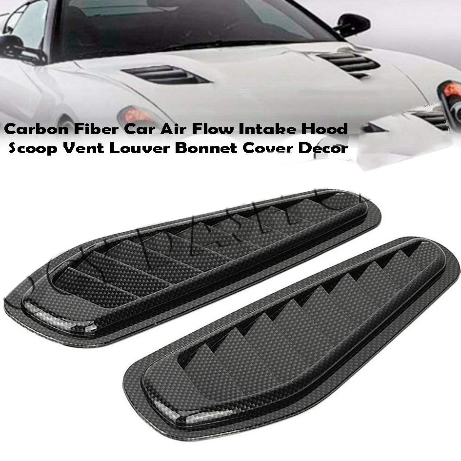 Universal Car Hood Air Flow Intake Grill Scoop Vent Bonnet Cover Carbon  Fiber