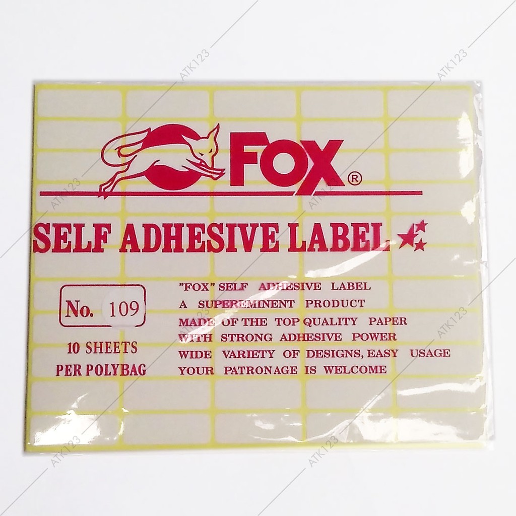 Fox Sticker Paper/Label No. 109 uk. 13 x 38mm (Rectangular) | Shopee ...