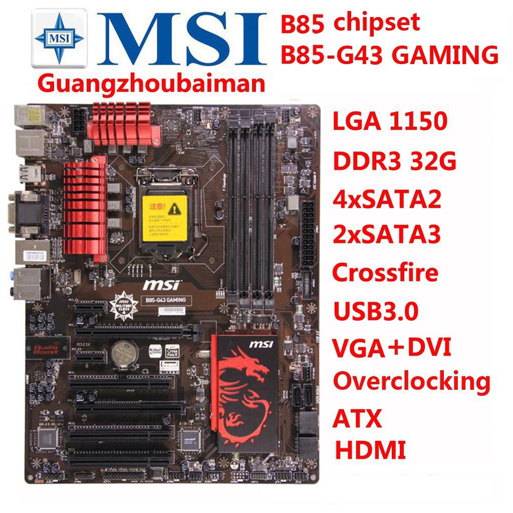 MSI B85 G43 GAMING LGA 1150 mainboard DDR3 HDMI INTEL B85 H87 Z87 H97 Z97 SATA3 USB3.0