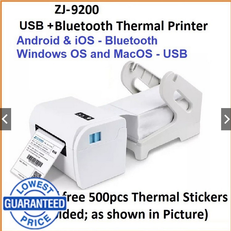 Zjiang ZJ9200 USB+BLUETOOTH Direct Thermal Printer Waybill Shipping