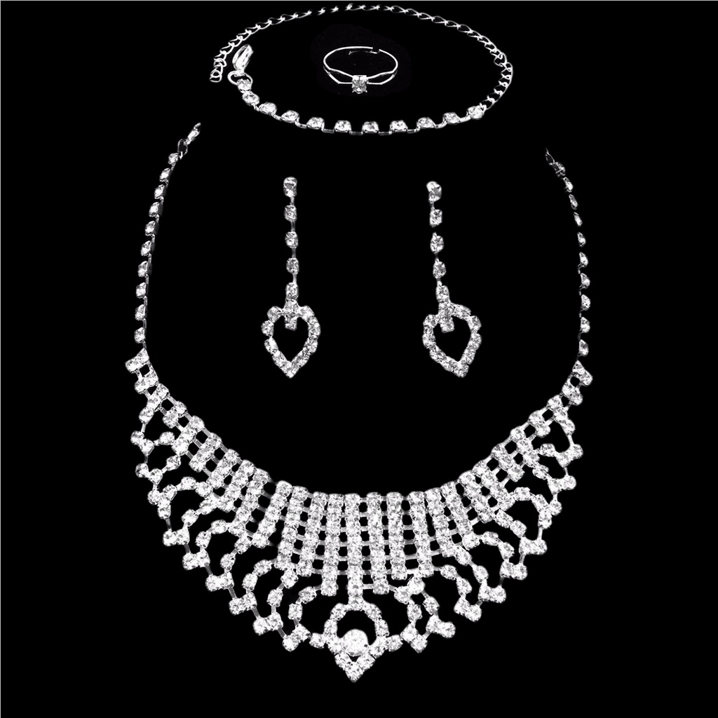 [RMD] diamonds fashion set Party Bridal Wedding Crystal Jewelry 4 in 1 ...