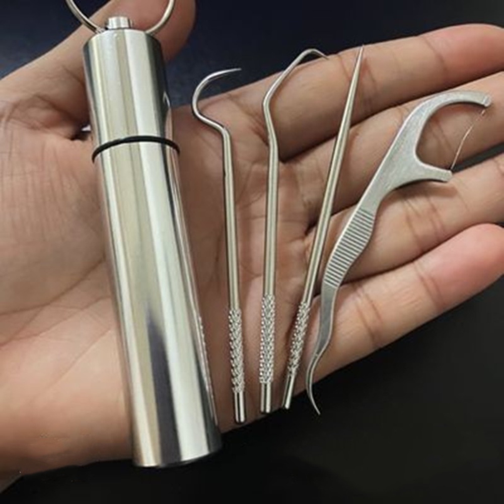 304 stainless steel portable toothpick artifact interdental crochet set