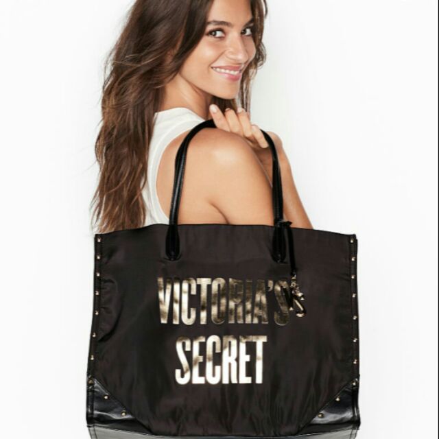 Original Victoria s Secret Studded Tote Bag Black Gold