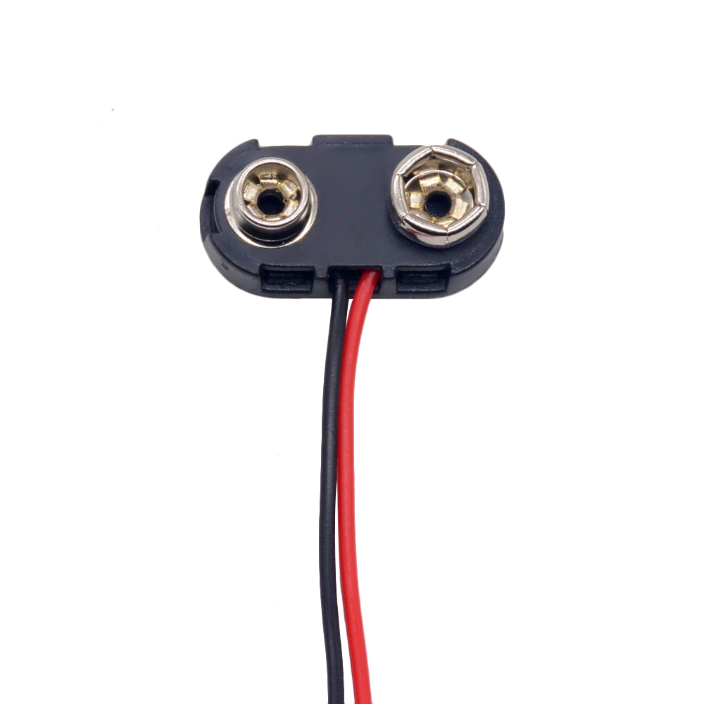 2-Pack 9V Battery Snap Connectors – Black I-Type Clips With Cable For DIY Electronics