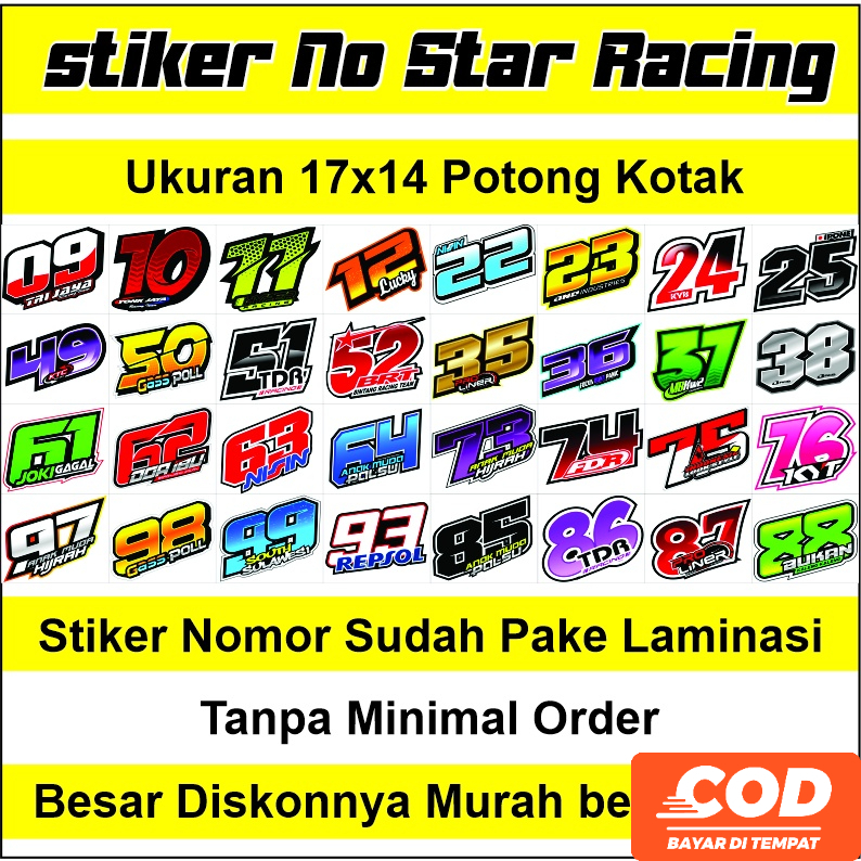 Star Number Sticker Decal Racing start water proof, waterproof, long ...