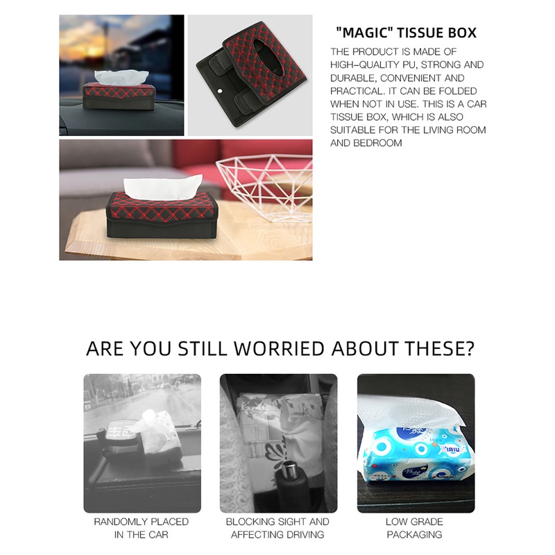 Crosail Car Tissue Box Foldable Tissue Box Magnet Tissue Box PERODUA ...