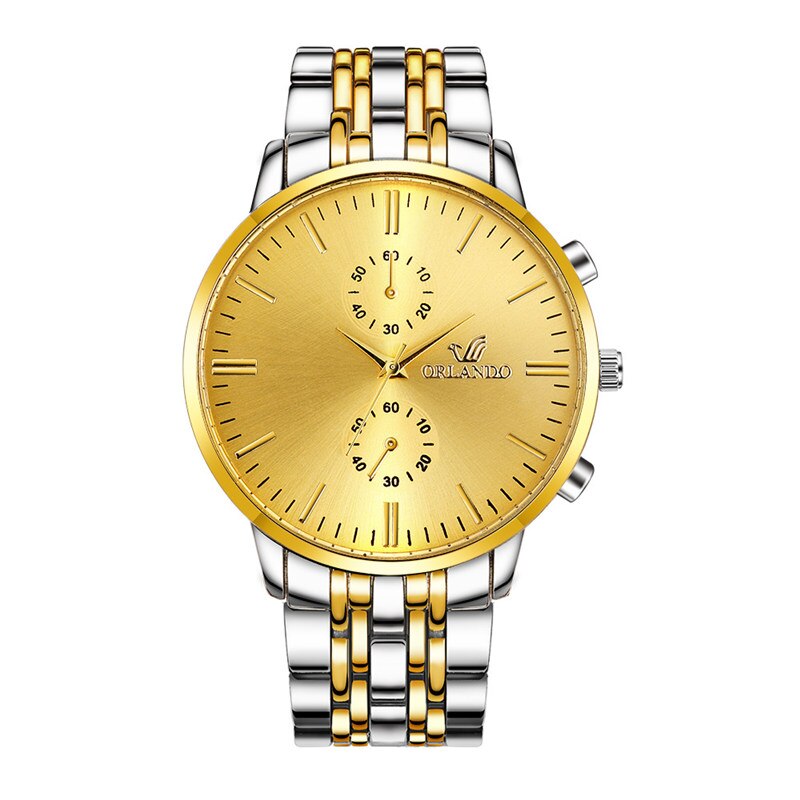 ORLANDO Men Watches Luxury Gold Stainless Steel Quartz