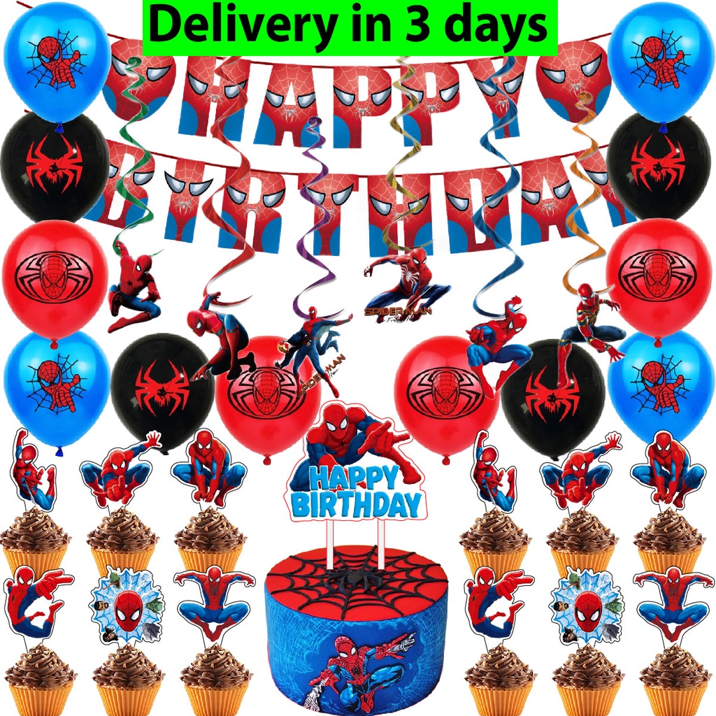 spiderman birthday party decoration set spiderman balloon cake topper ...