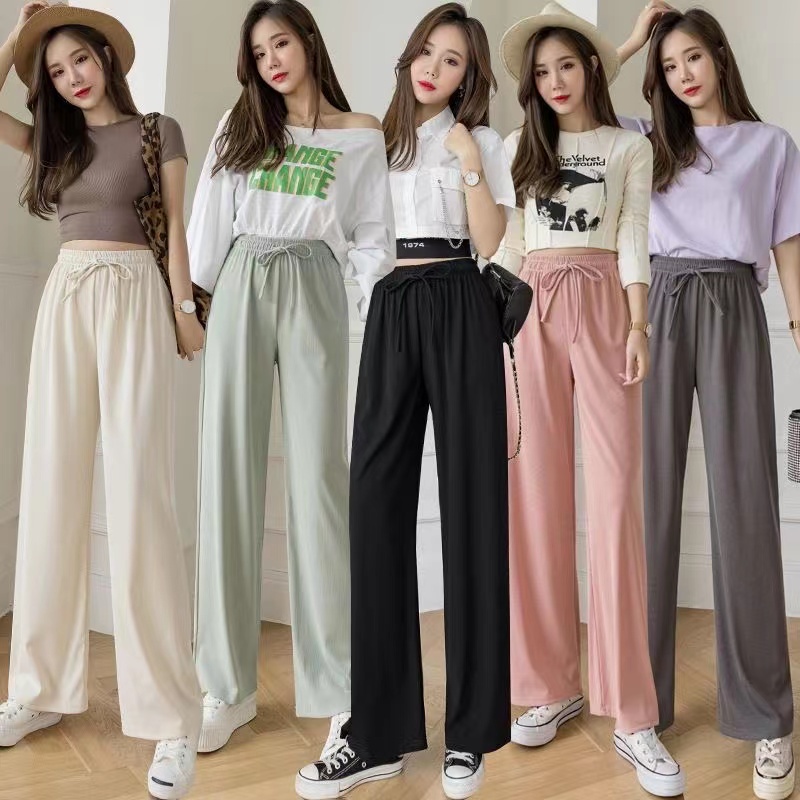 Ladies Korean Style Cotton Silk Square Pants Wide Leg Free size