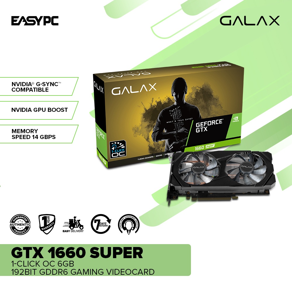 EasyPC | Galax GTX 1660 Super 1-Click OC 6GB 192bit GDdr6 Game