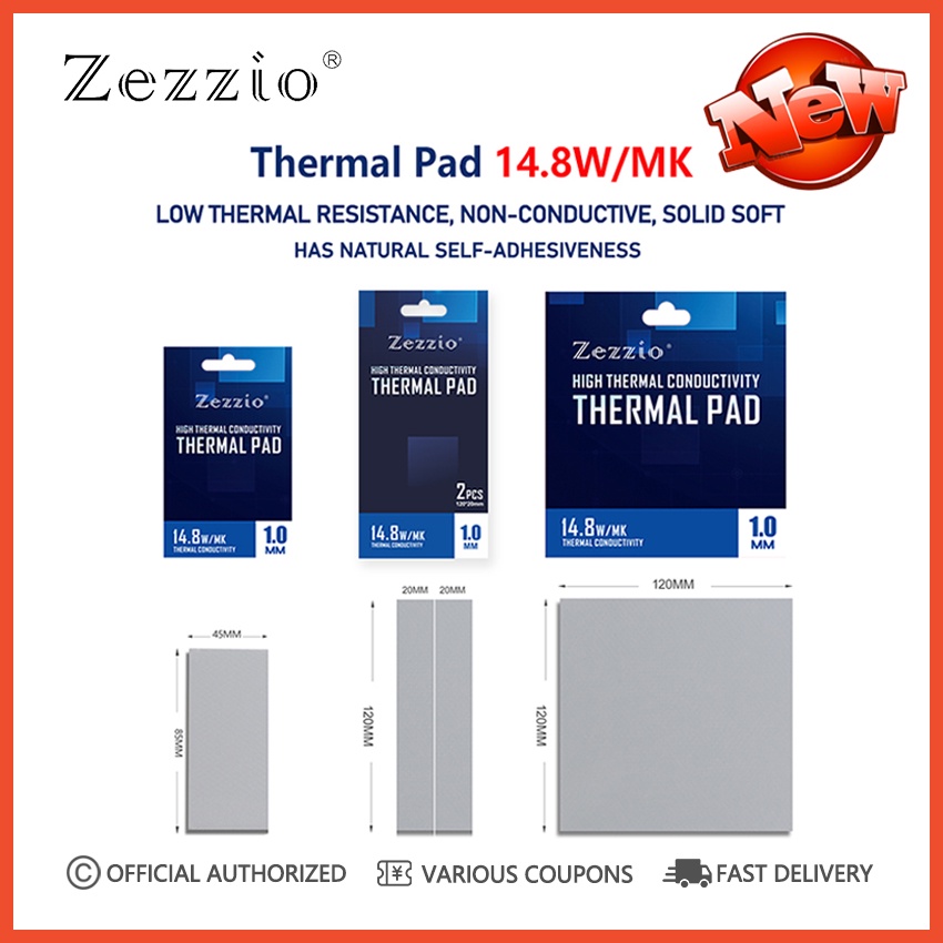 Zezzio Thermal Pad High performance 14.8W/MK Motherboard Mining CPU GPU