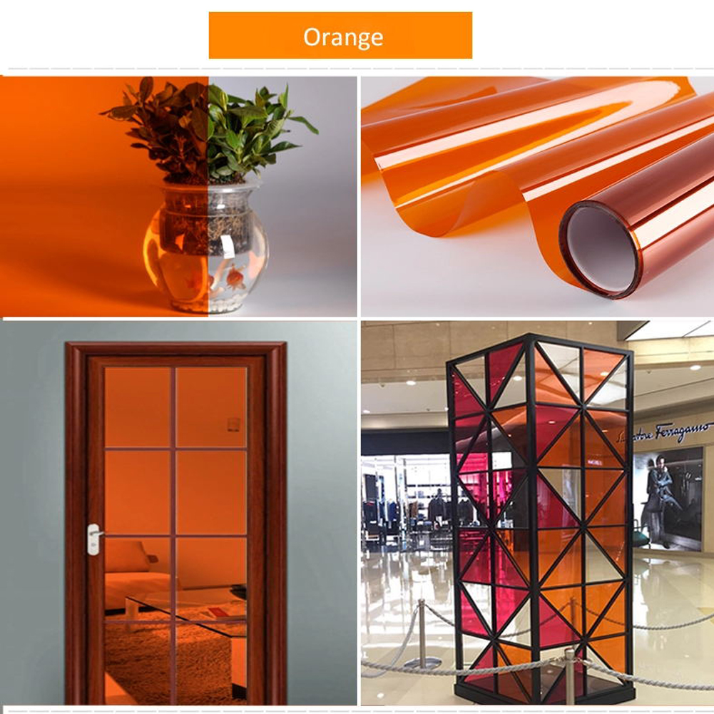 Multi-size Clear Orange Color Decorative Window Tint Film Privacy Glass ...