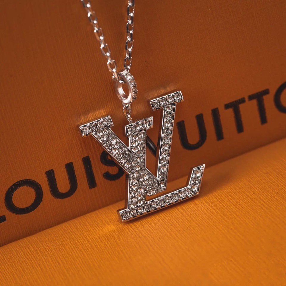 Louis Vuitton letter full diamond necklace 925 sterling silver