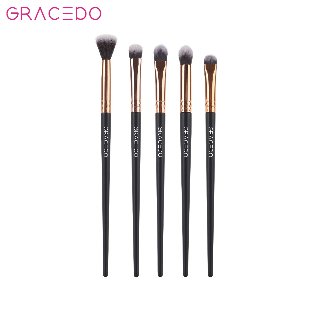 Gracedo 5 Pcs Makeup Brush Set Premium Black And Gold Eye Brushes For
