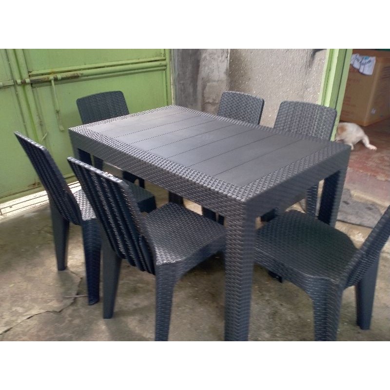 Plastic rattan dining set sale