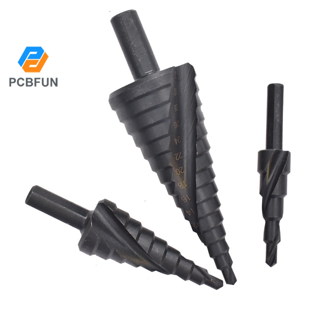 Pcbfun Nitride Triangular Shank Spiral Groove Step Drill Hex Bit 4-12 4 ...