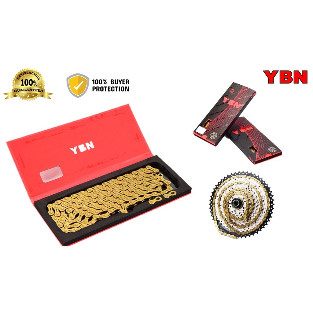 YBN 10/11 Speeds Bicycle Chain SLR Gold Hollow MTB Road Bike Chains for ...