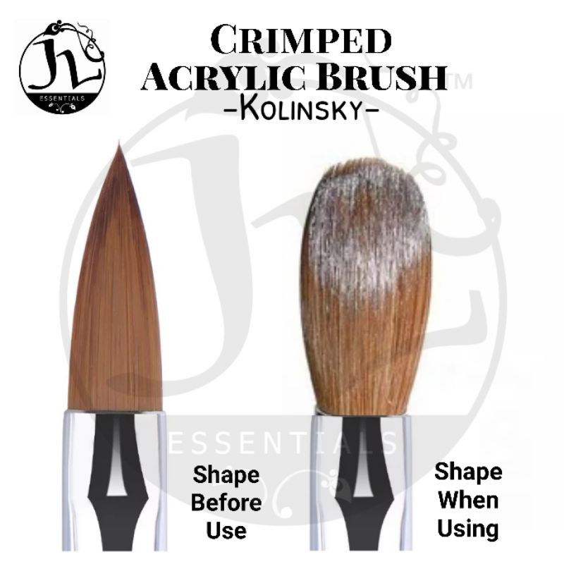 JL Essentials Crimped Acrylic Nail Art Brush Kolinsky Flat Sable Brush