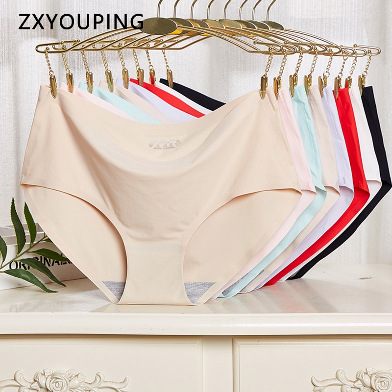 ZXYOUPING Ice Silk Seam Less Panties Women Ultra Thin Candy Color