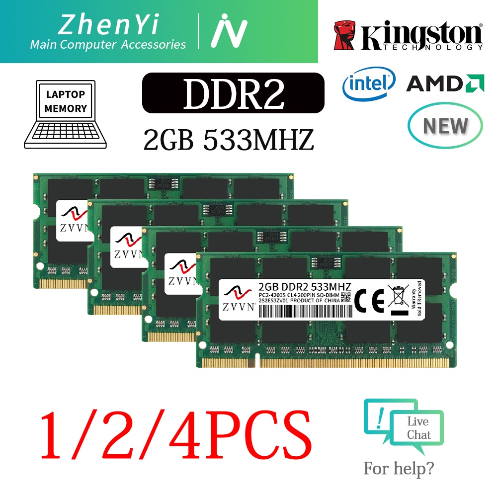 Kit De 2 Barrettes RAM DDR2 2Go PC2-4200 533MHz CL4 - Pour PC De Bureau - Compatible Hynix