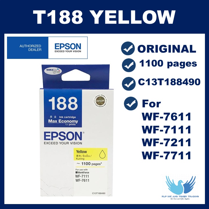 EPSON T188 Yellow Original Cartridge for Epson WF-7611, WF-7111, WF ...