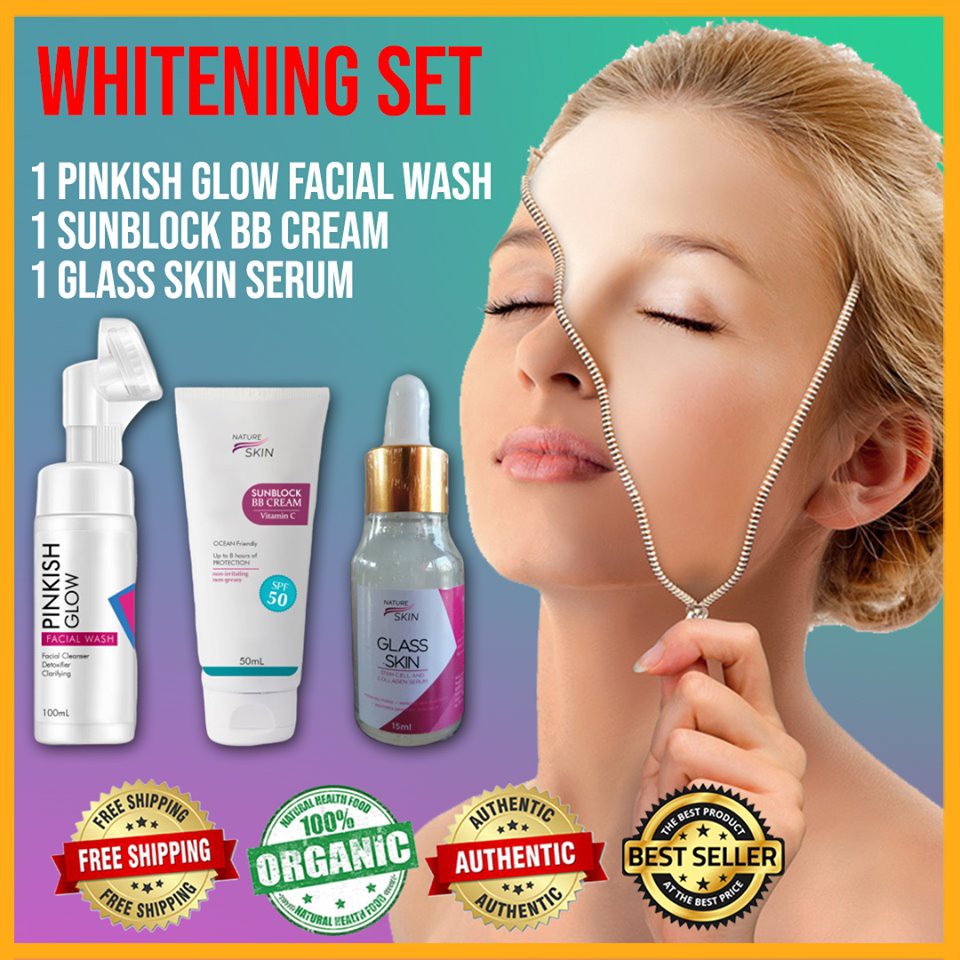 1 Pinkish Glow Facial Wash 1 Sunblock Bb Cream And 1 Glass Skin Serum