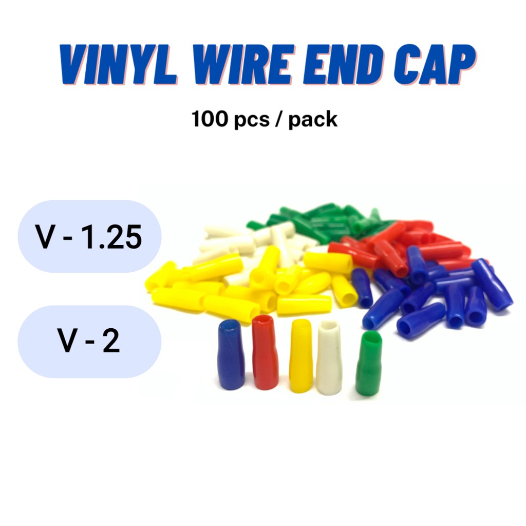 Vinyl Wire End Cap V - 1.25 AWG#22 - 18, V - 2 AWG#16 - 14 100pcs/pack ...