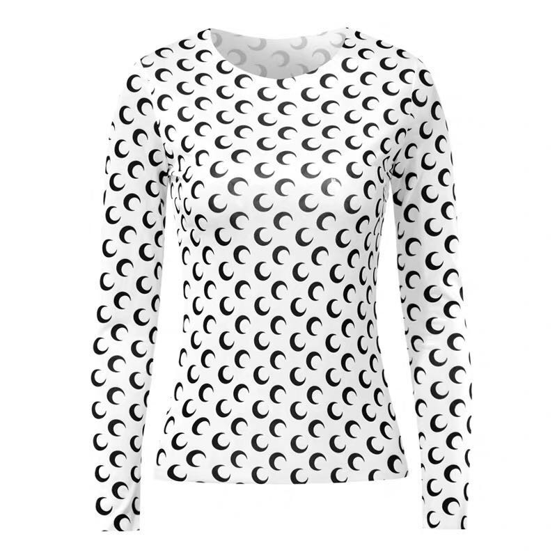 blackpink jennie moon print wonem sexy Korean Slim cotton long sleeve plus size T shirt crop tops