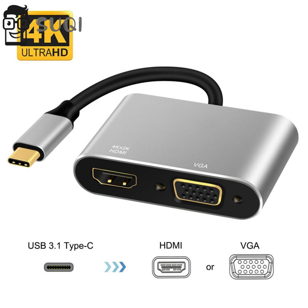 SUQI High Quality Adapter Professional Thunderbolt 3 USB C to HDMI VGA ...