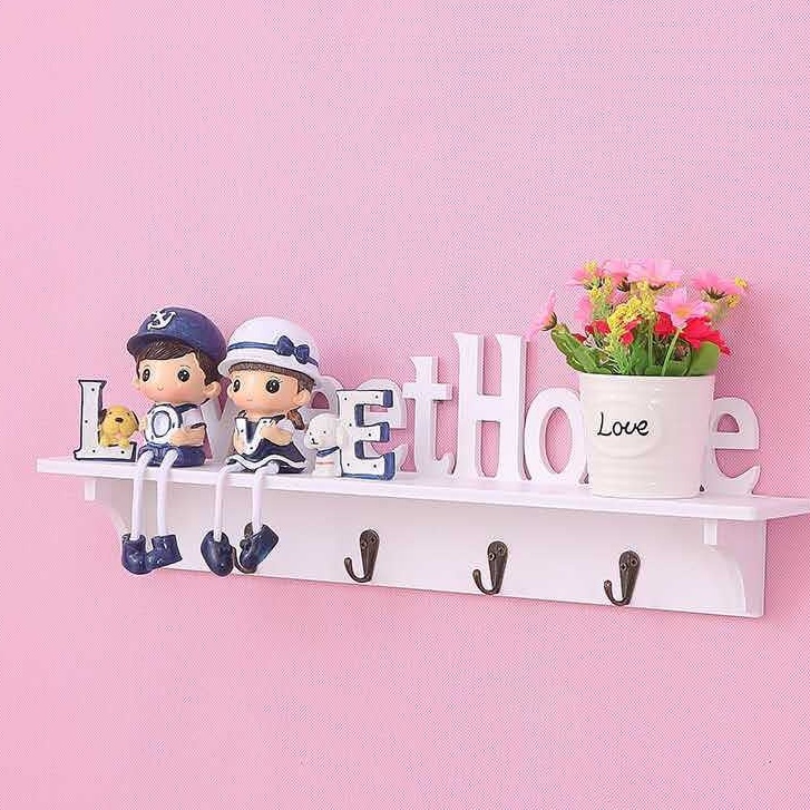 Sweet Home Wall Mounted Hook With Shelf Key Hooks Walls Decor Hanging ...