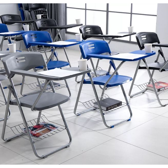 Foldable School Chair with Arm Desk Sturdy Homework Writing Desk Chair